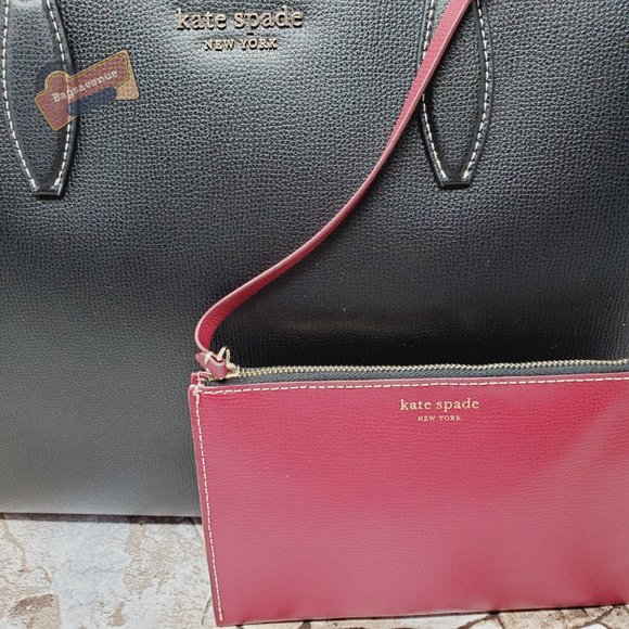 #bagsavenue fast ship all day tote black leather attached wristlet Kate Spade - Picture 5 of 7